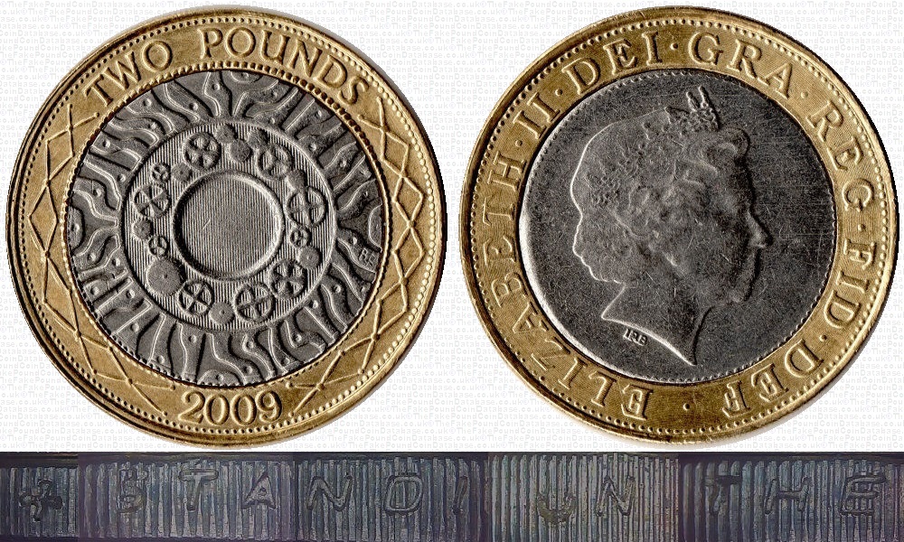 Image of the coin. All images  TheFakePoundCoinDatabase unless otherwise stated.