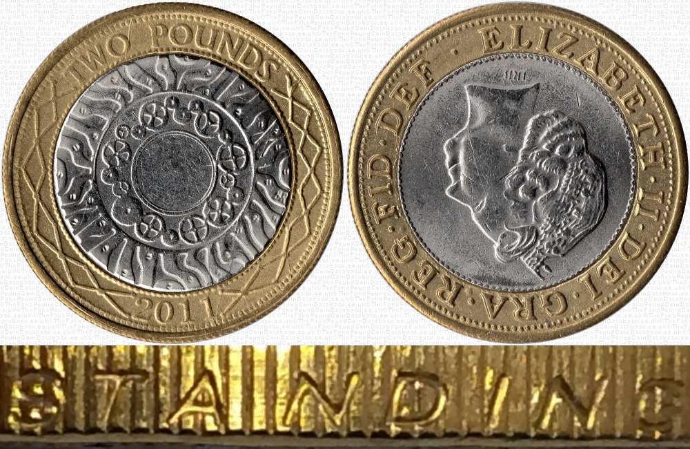 Image of the coin. All images  TheFakePoundCoinDatabase unless otherwise stated.
