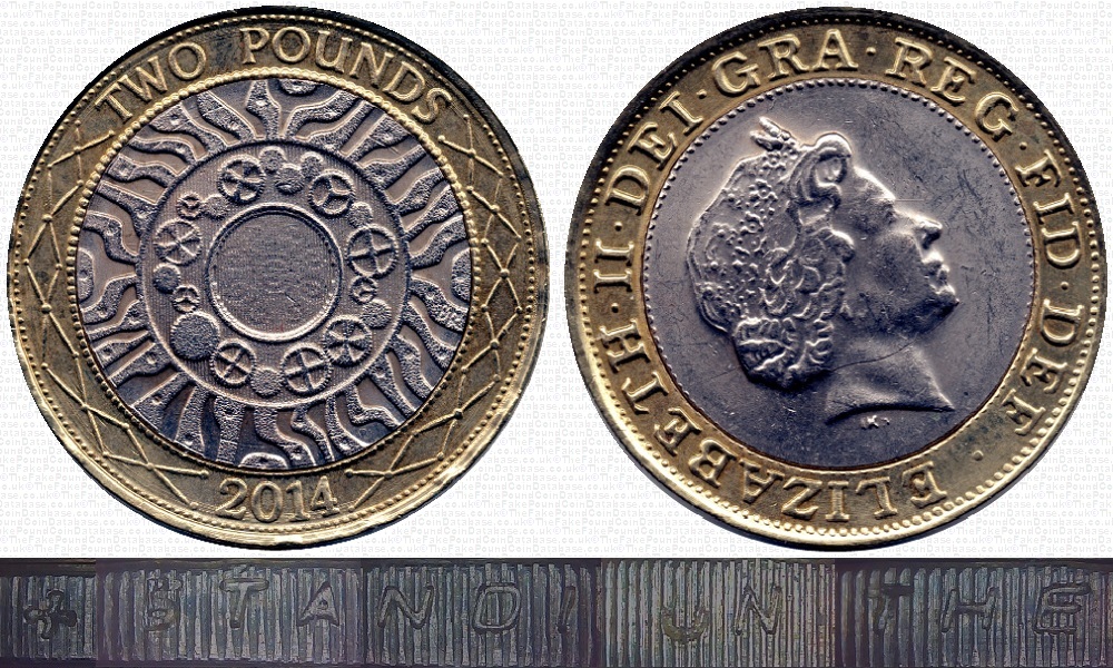 Image of the coin. All images  TheFakePoundCoinDatabase unless otherwise stated.