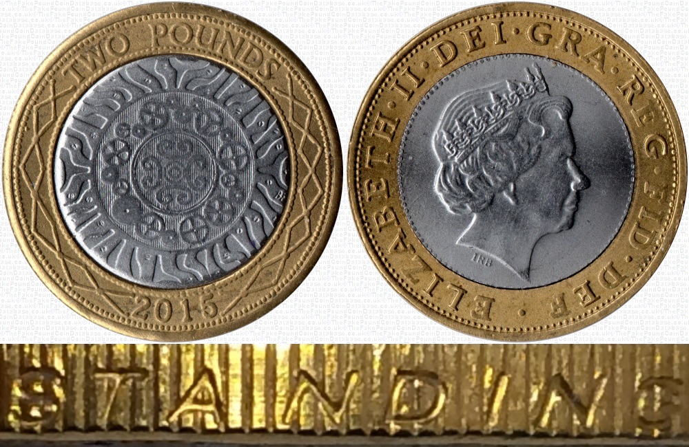 Image of the coin. All images  TheFakePoundCoinDatabase unless otherwise stated.